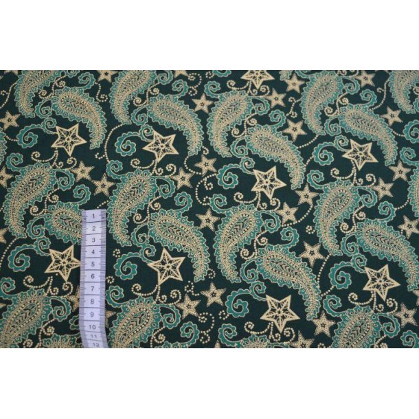 Julestof Print Gr�n/guld