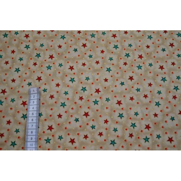 Julestof, Stjerner Beige/guld