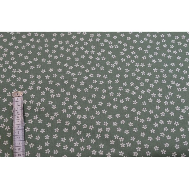 �kotex Bomuld Poplin m/blomster, Gr�n
