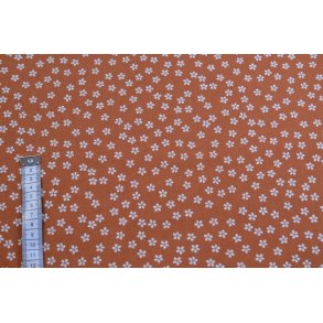 �kotex Bomuld Poplin m/blomster, Rustbrun
