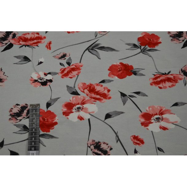 Viscose jersey m/blomster