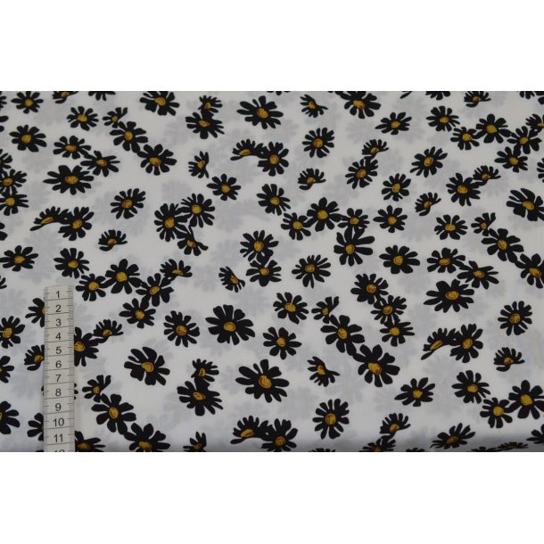 Viscose Radiance m/blomster Hvid