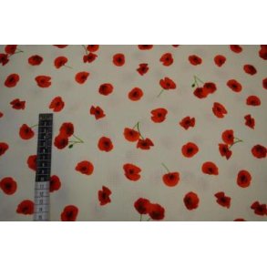 Kraftig Bomuld m/Valmuer