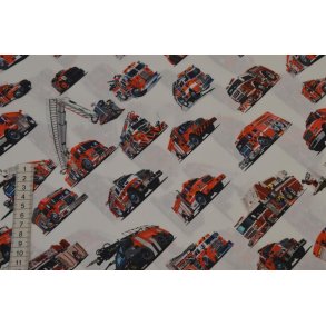 Bomuld/poplin m/Kranbiler