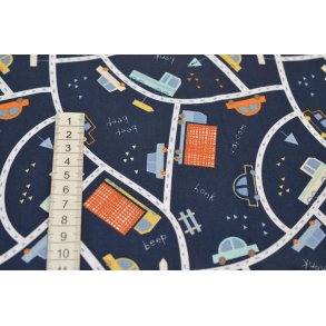 Bomuld Poplin Traffic Marine