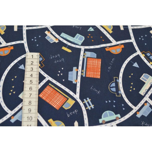 Bomuld Poplin Traffic Marine