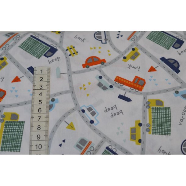 Bomuld Poplin Traffic Hvid