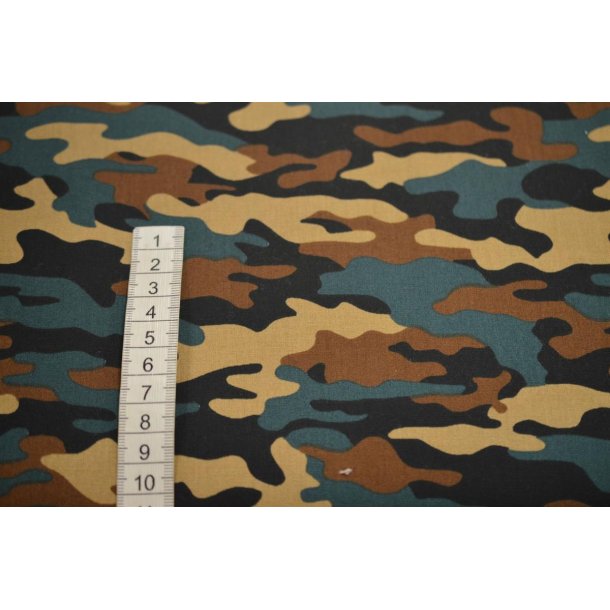 Bomuld/poplin camouflage Gr�nlig