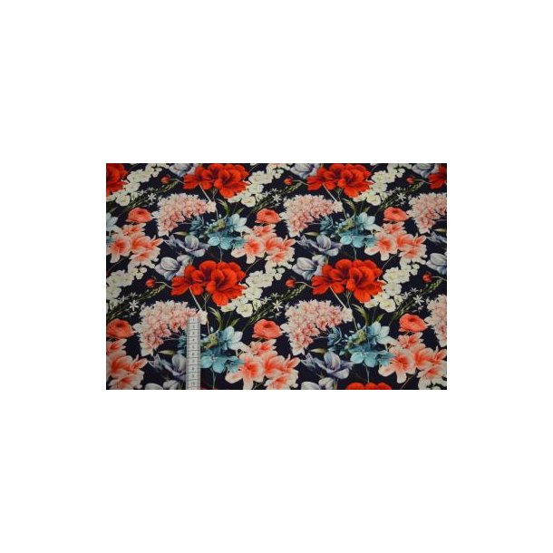 Rayon/viscose poplin digital blomster