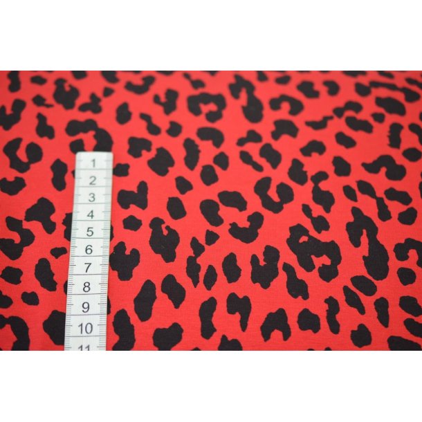 �kotex Bomulds Jersey R�d m/sort dyreprint                                                                       