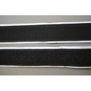 Velcro (Hook og Loop) Selvkl�bende  Sort 20mm