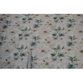 �kotex bomulds jersey, Green raded Flower