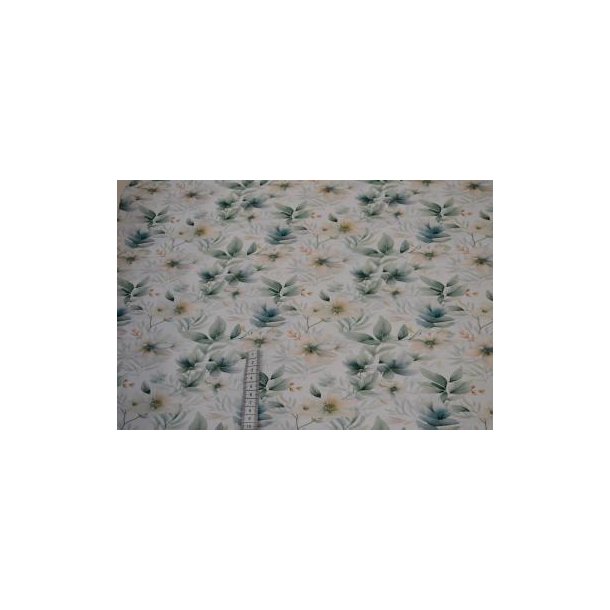 �kotex bomulds jersey, Green raded Flower