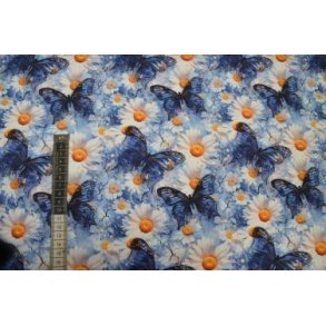 �kotex bomulds jersey m/lycra, Blomster og Sommerfugle