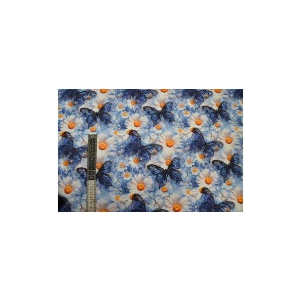 �kotex bomulds jersey m/lycra, Blomster og Sommerfugle