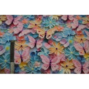 �kotex bomulds jersey, Blomster og Sommerfugle