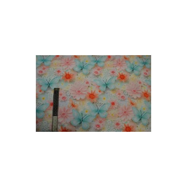 �kotex bomulds jersey, Blomster og Sommerfugle