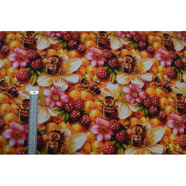 Organic bomulds jersey m/Hindb�r, Blomst og bier