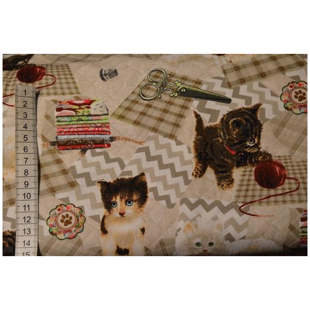 Patchworkstof m/S�de kattekillinger