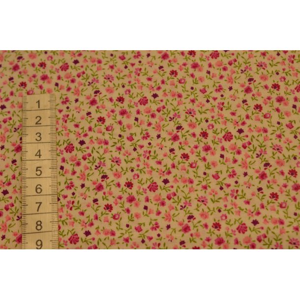 Patchworkstof Hvid m/sm� blomster