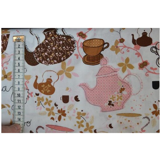 Patchworkstof m/kaffekande m.m