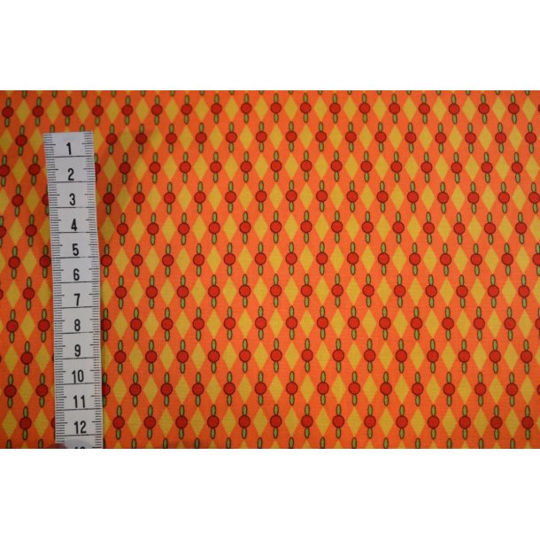 Patchworkstof R�d/gul/orange