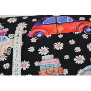 �kotex bomulds jersey m/Bil og blomster