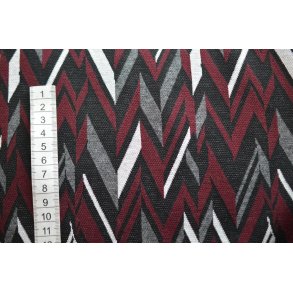 Jacquard ZIgZag Bordaux, gr�, sort og r�hvid