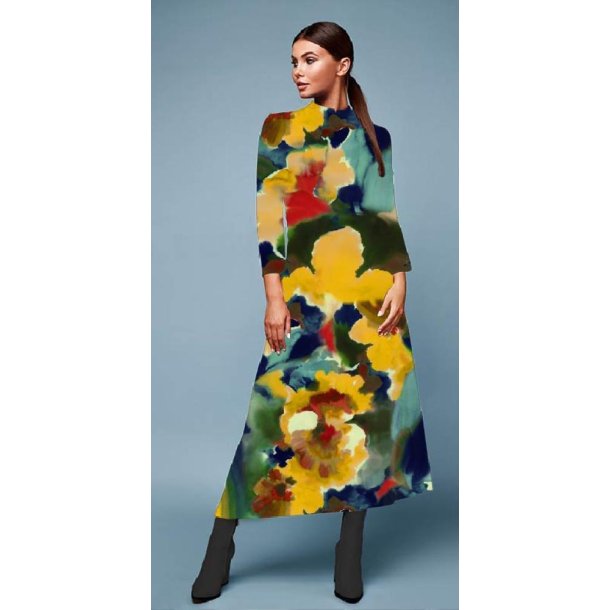 Viscose jersey m/print, Gul