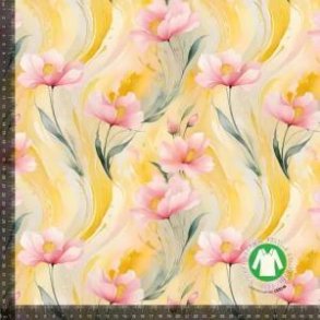 �kotex bomulds jersey, Rosa blomster