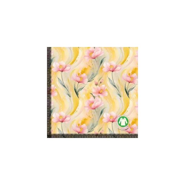 �kotex bomulds jersey, Rosa blomster