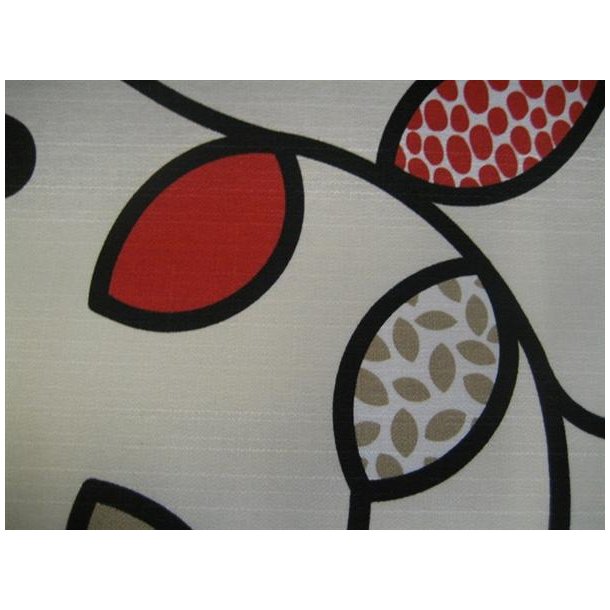 Gardinstof m/r�d retro print