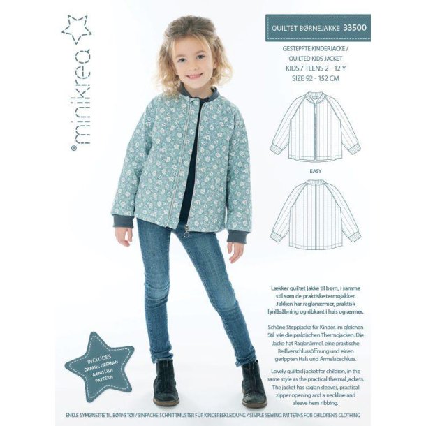 Quiltet B�rnejakke str: 2-12 �r