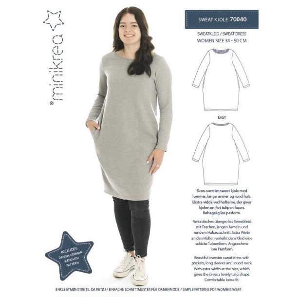 Sweat kjole str. 34-50