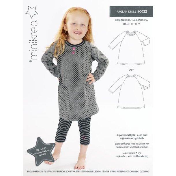 Raglan kjole 0 - 10 �r