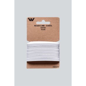 Elastik 6 mm, Hvid