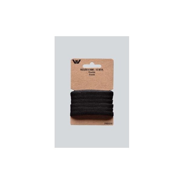 Elastik 6 mm, Sort