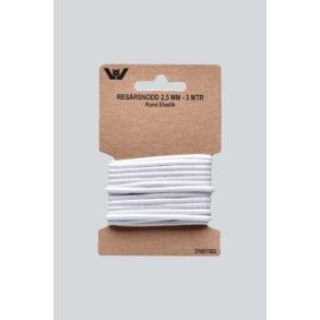 Rund elastik 2,5mm, Hvid