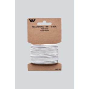Rund elastik 1mm, Hvid
