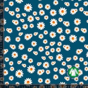 �kotex bomulds jersey Sm� marguritter, Petrol