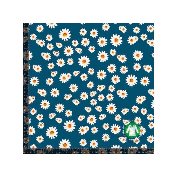 �kotex bomulds jersey Sm� marguritter, Petrol