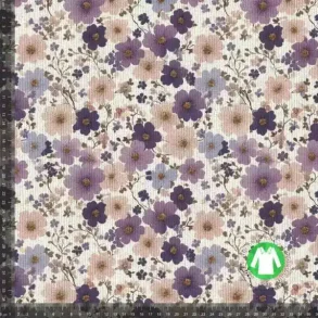 Gots rib jersey,  Dusede blomster