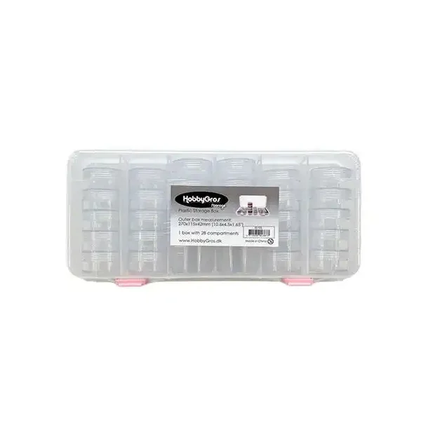 Plastic opbevarings box m/ sm� runde boxe