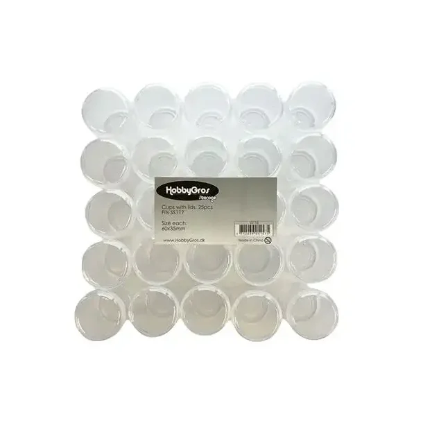 Plastic opbevaringsbox 25 stk cups