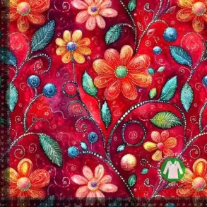 �kotex bomulds jersey, Broderede blomster