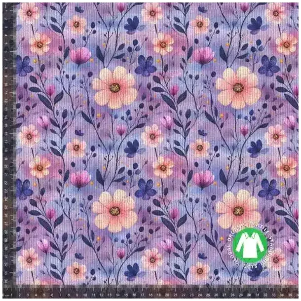 Gots rib jersey, Lilla blomster