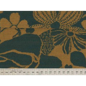 Wool Jacquard Big Flowers Karry/petrol