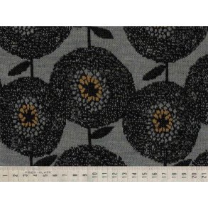 Wool Jacquard Circle Flower, Grey/Black