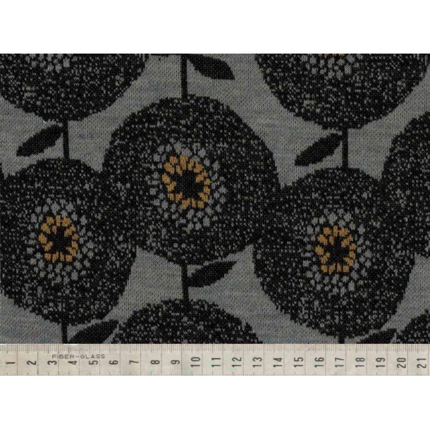Wool Jacquard Circle Flower, Grey/Black