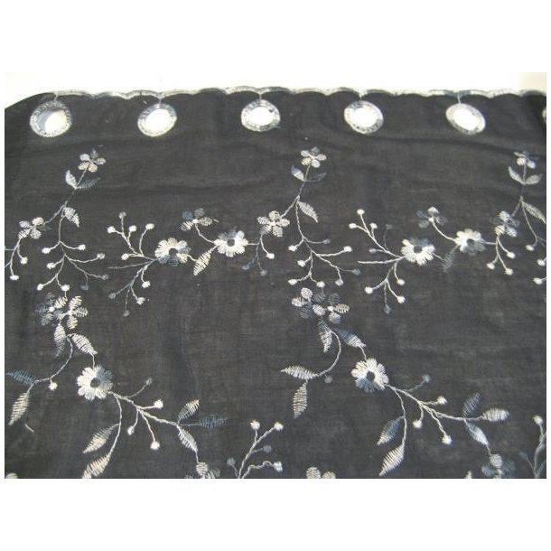 Sort cafe m/r�hvid broderi